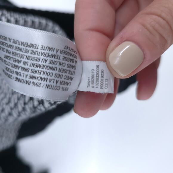 Merona Women Black/White Geometric Striped Open Front Black Hemline/CuffLine S - Picture 6 of 9